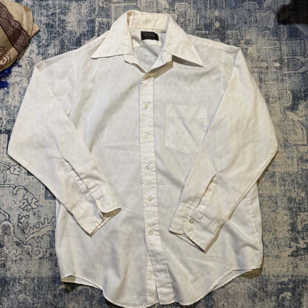 JCPenney Vintage No Iron Dress Shirt Size 16 33 White Long Sleeve Tapered